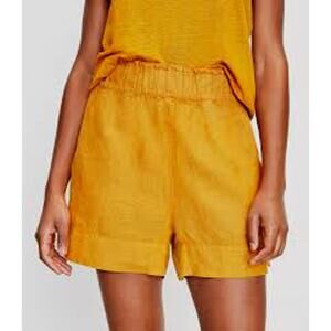 Lou & Grey Linen Pull On Elastic Paper Bag Waist Pocket Shorts Size Small